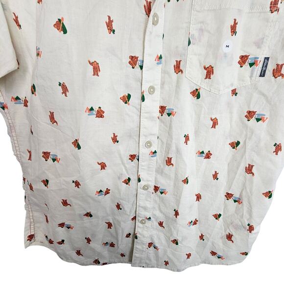 NEW Eddie Bauer Mr Short Sleeve Baja Shirt Class Fit Big Foot Print Men M Ivory - Picture 3 of 9